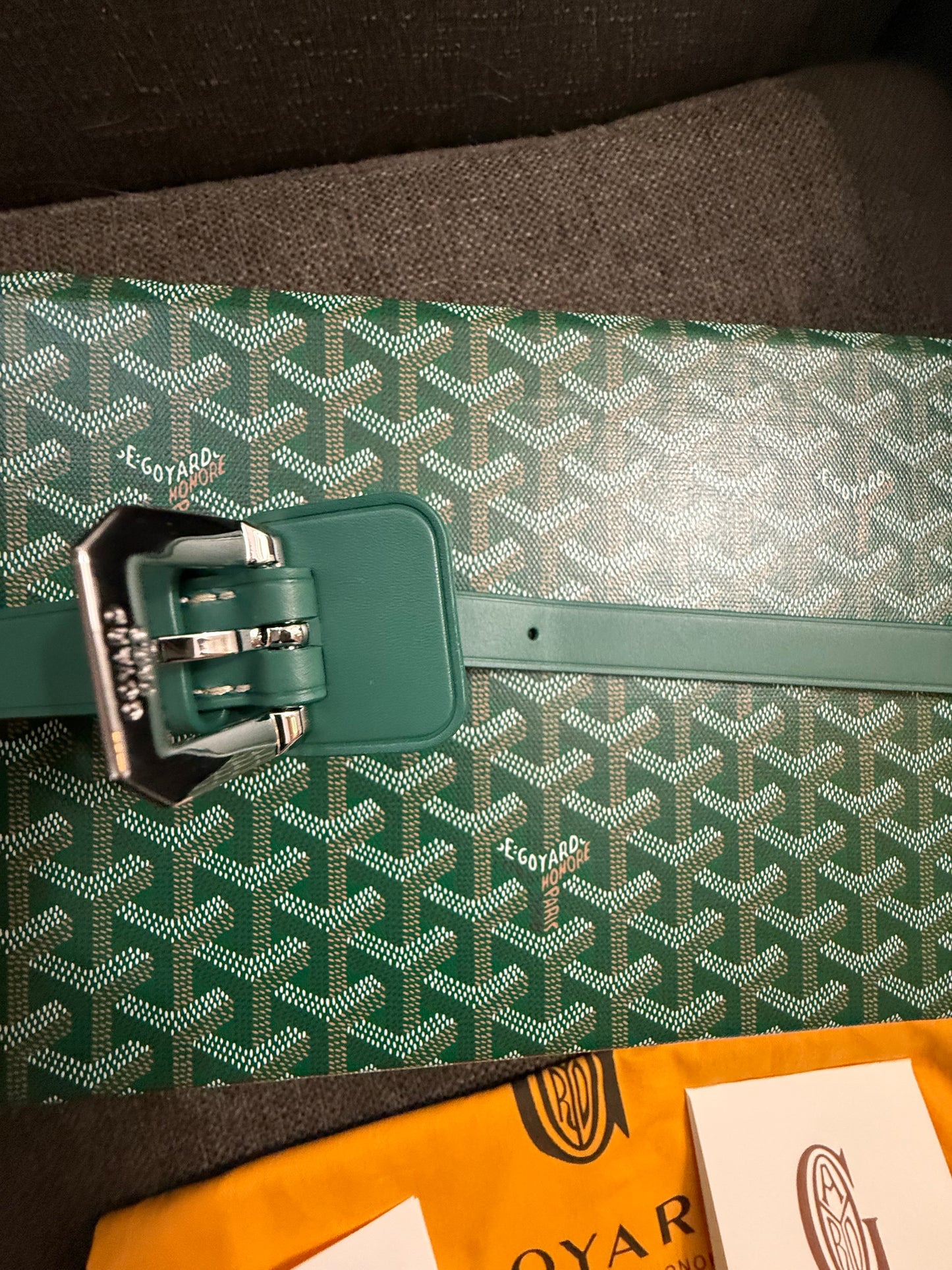 New GOYARD 8 Watch Travel Home Decor Case In Green Coated Canvas Calfskin