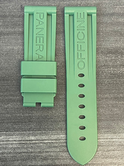 Panerai 24MM Green Rubber Caoutchouc Logo Tang Buckle Strap (24/22MM)