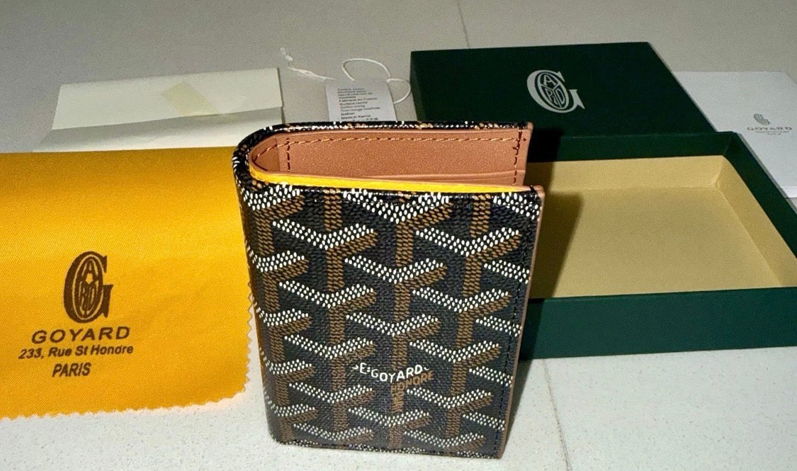Goyard NIB Saint Pierre Card Wallet Retails $1,200 Black with Tan Inside