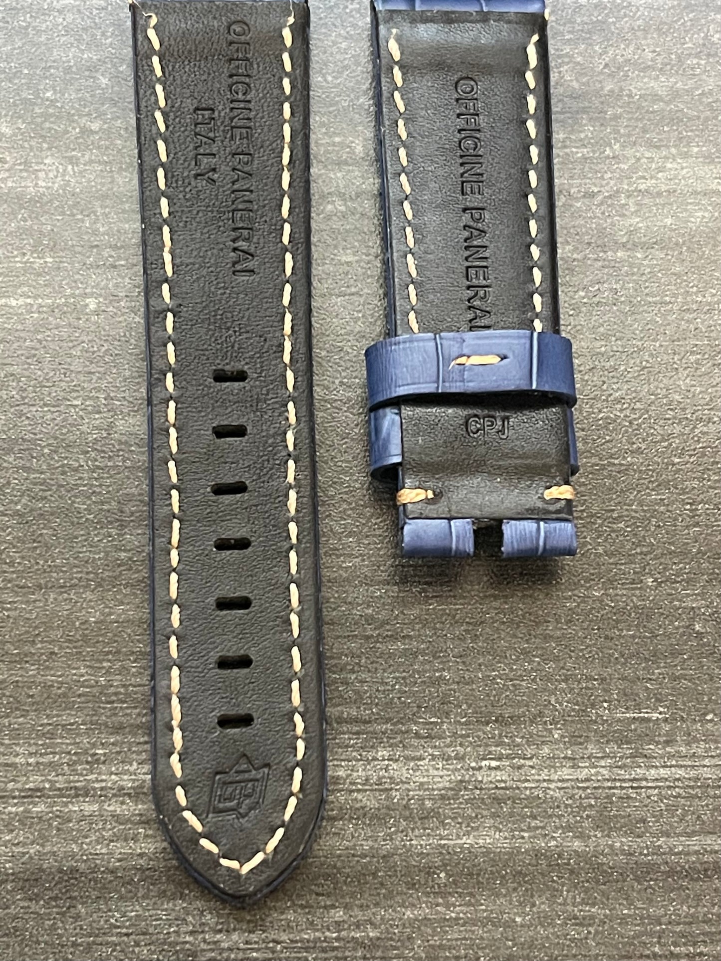 Panerai 22MM Blue Alligator OEM Tang Strap (22/20MM)