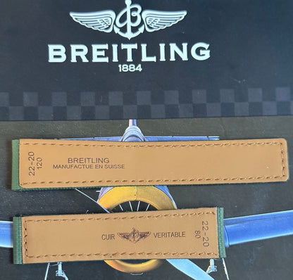 New Breitling Green Canvas Deployant Strap 22-20MM strap Width 120/80MM Length