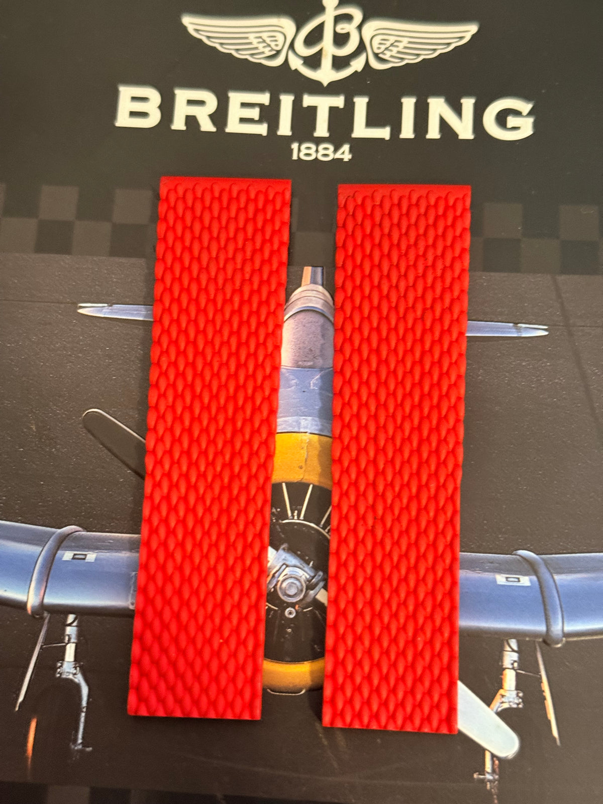 Breitling OEM Red Mesh Rubber Strap for Deployment Clasp 22-20MM Sold Out at Boutiques