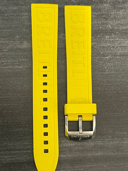 BREITLING OEM 20MM Diver Pro Yellow Rubber Strap  w/ 18MM OEM Tang Buckle (20-18MM)