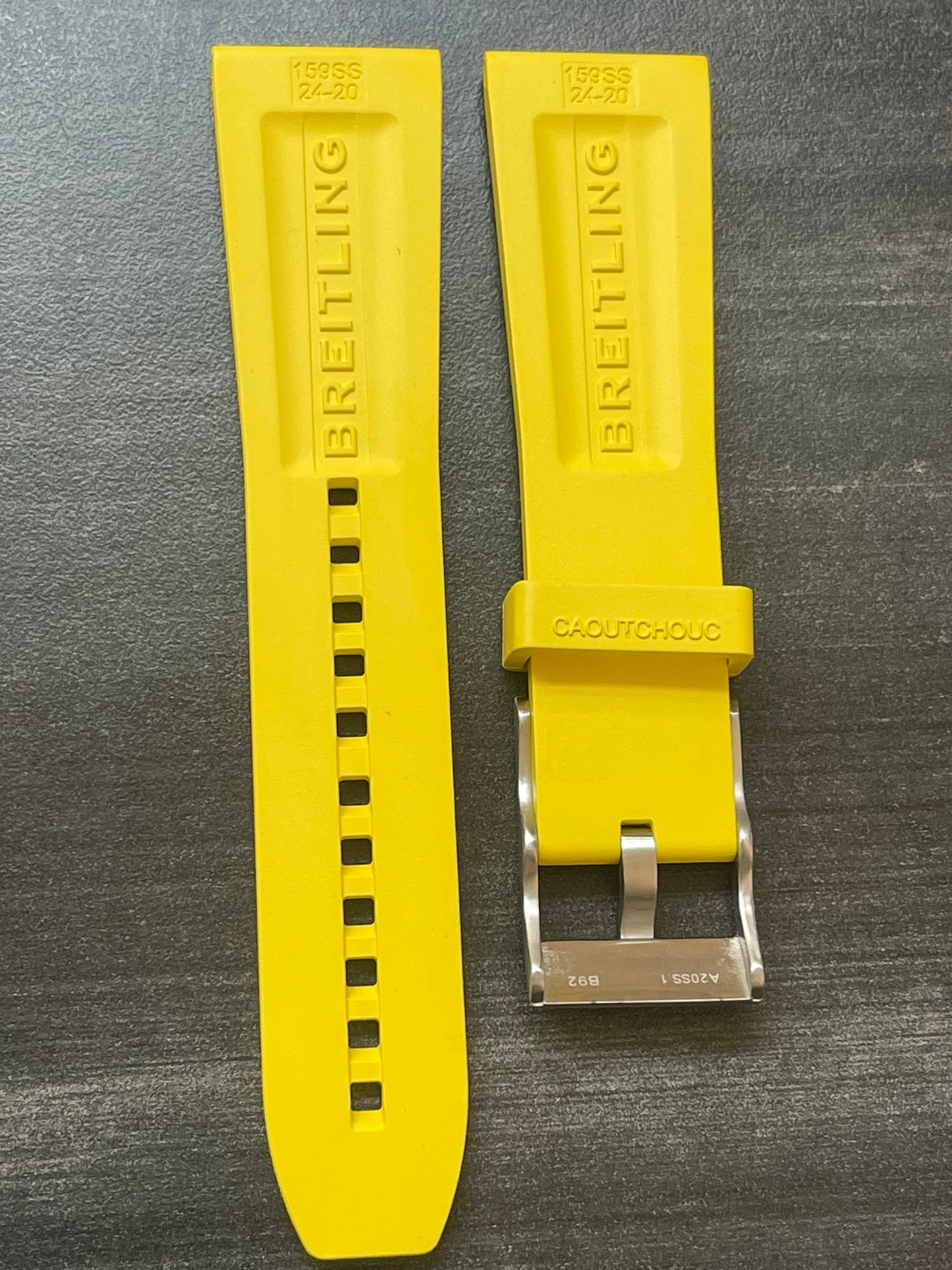 Breitling OEM 24MM Diver Pro Yellow Rubber Strap w/ OEM Tang Buckle