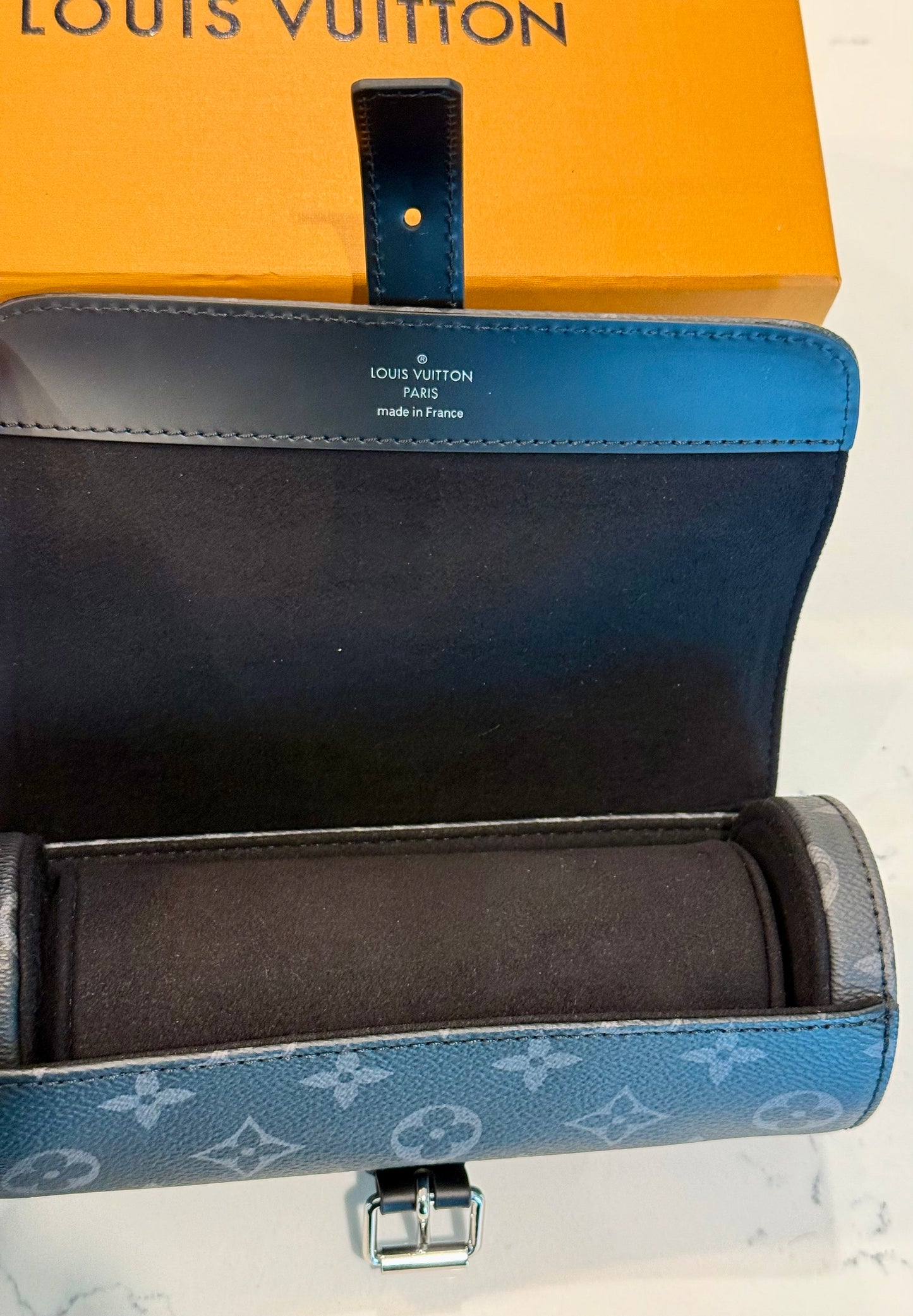 Louis Vuitton Monogram Eclipse  Black 3 Watch Case M43385 Retails $1,220
