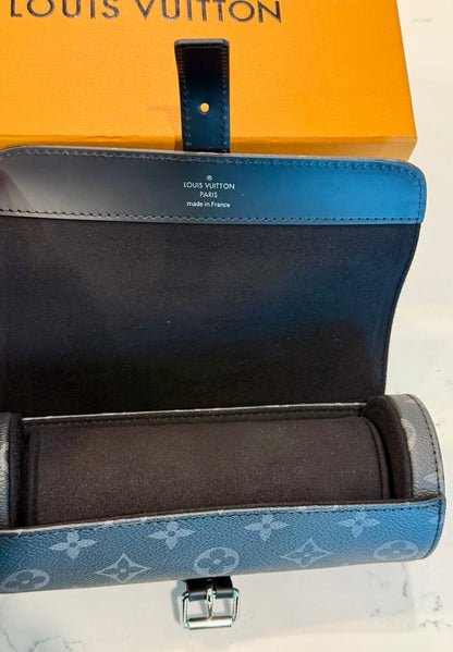 Louis Vuitton Monogram Eclipse  Black 3 Watch Case M43385 Retails $1,220