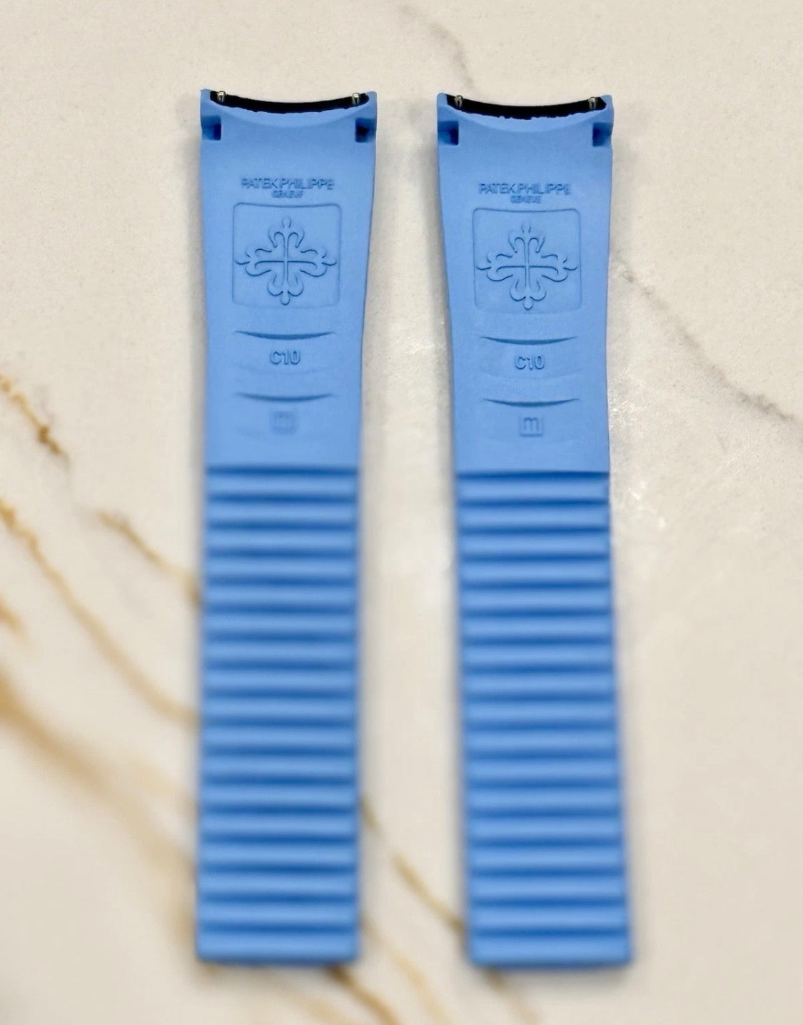Patek Phillipe 21x18mm Uncut Light Blue Rubber Strap: 5167a, 5167r, 5164a, 5164r