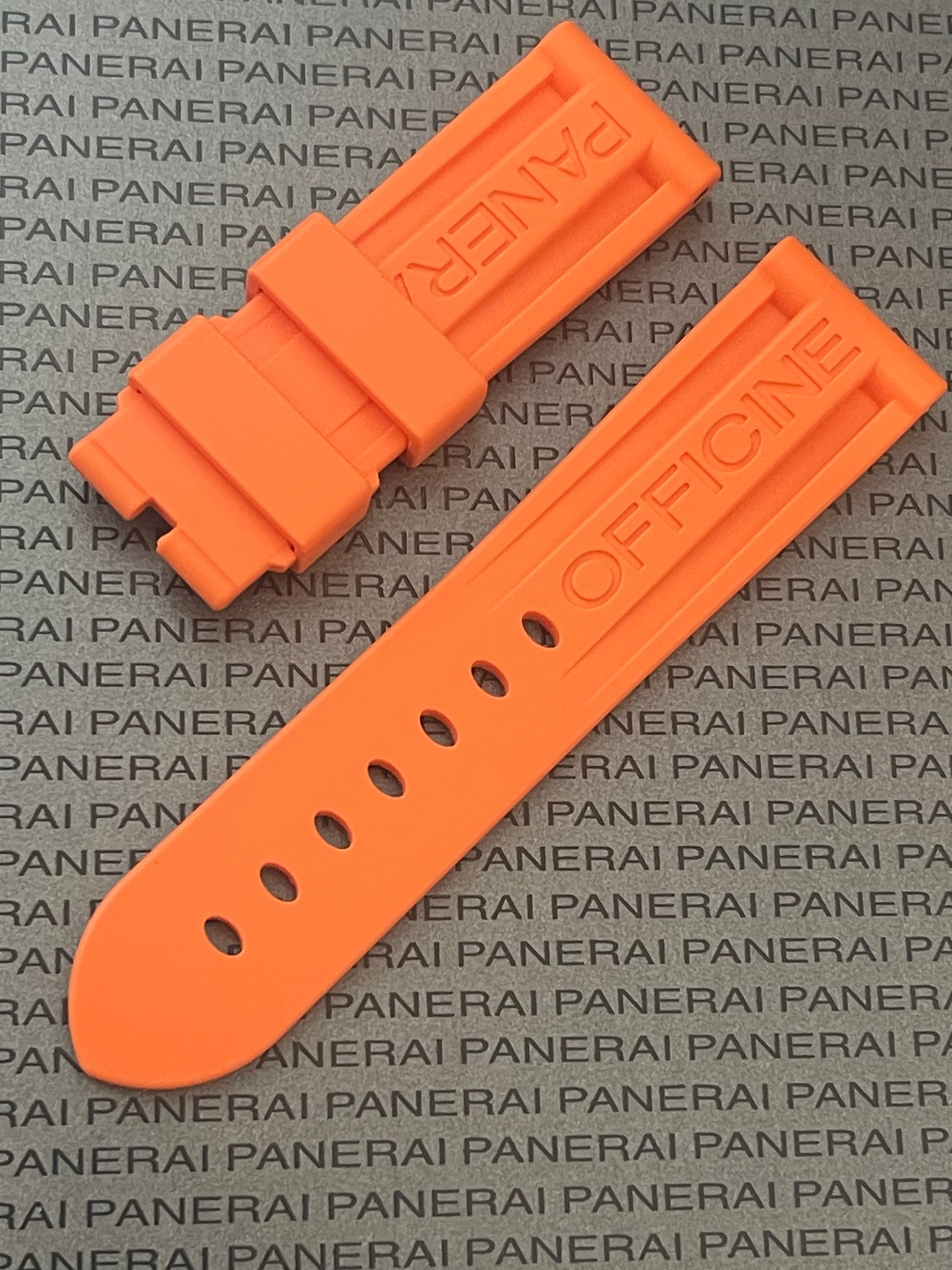 Panerai 24MM Orange Rubber Caoutchouc Logo Tang Strap (24/22MM)