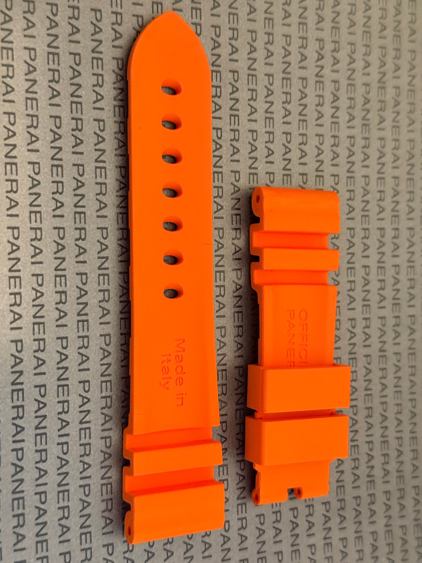 Panerai 22MM Orange Rubber Accordion Tang Strap (22/20MM)