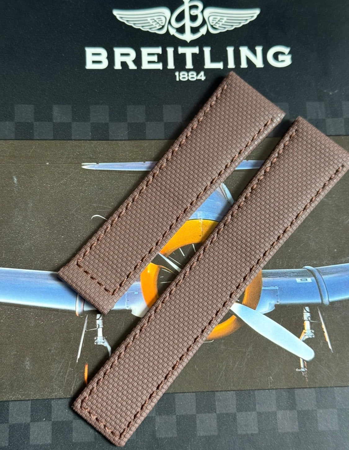 New Breitling Brown Canvas Deployant Strap 24-20MM strap Width 120/80MM Length
