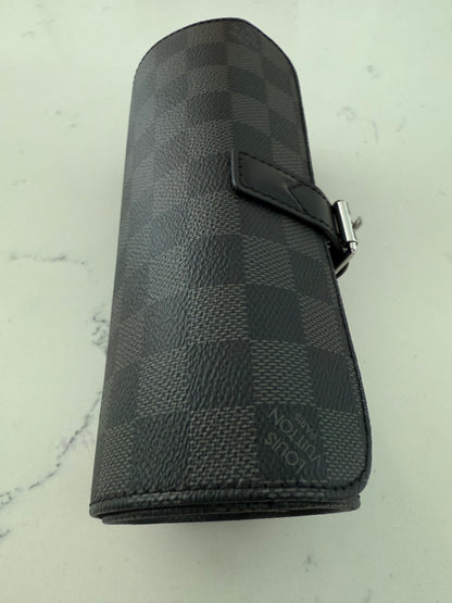 Louis Vuitton Damier Graphite  3 Watch Case N41137 Retails $1,220