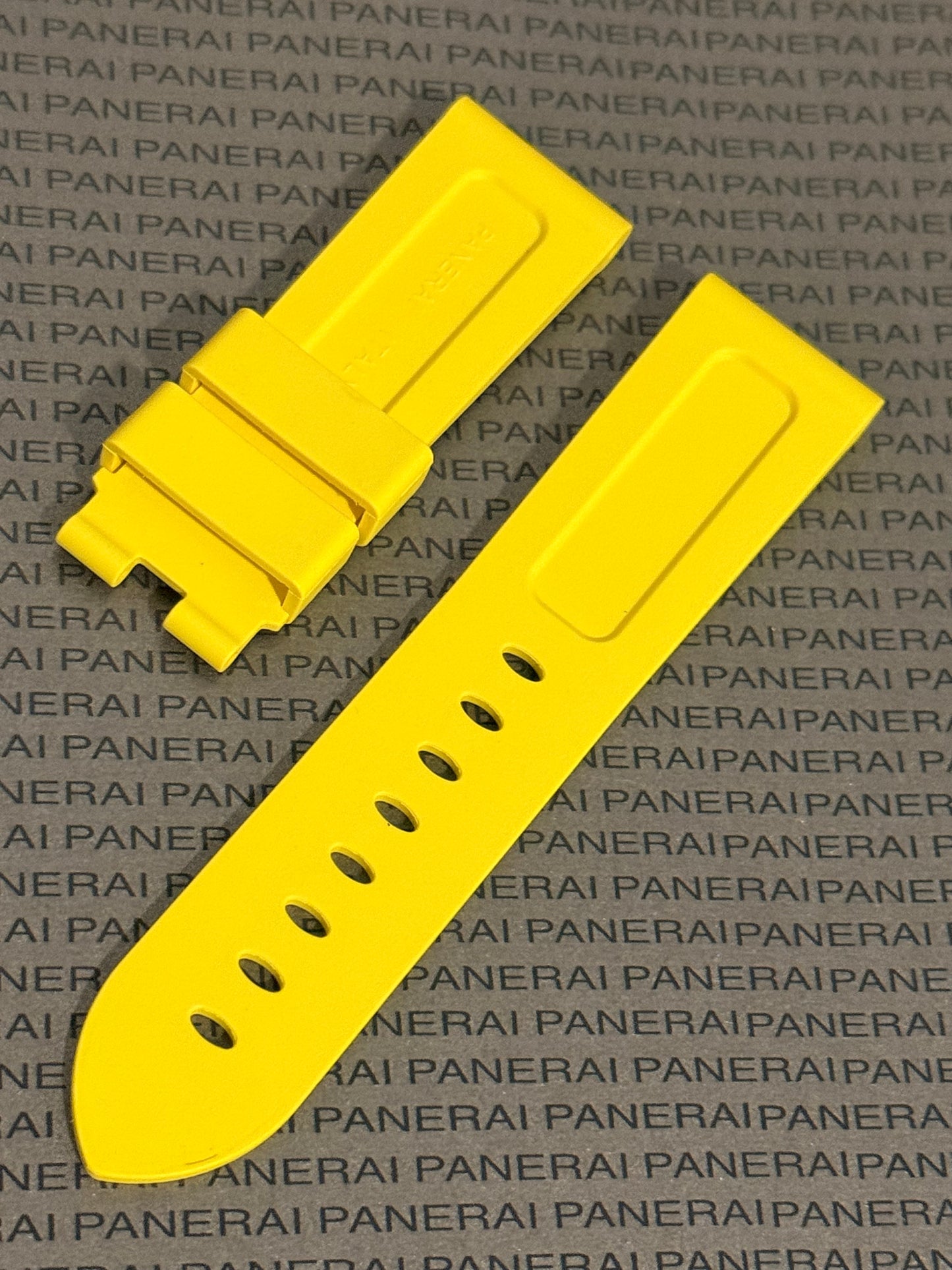 Panerai 24MM Yellow Rubber Caoutchouc Logo Deployant Strap XL Length (24/22MM)