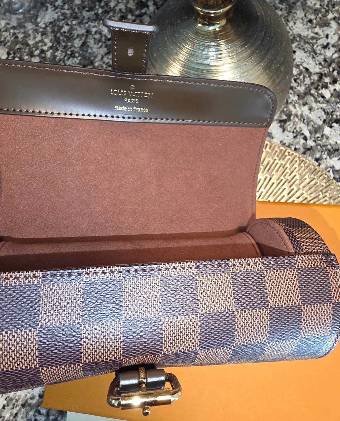Louis Vuitton Damier Brown  3 Watch Case N41137 Retails $1,240