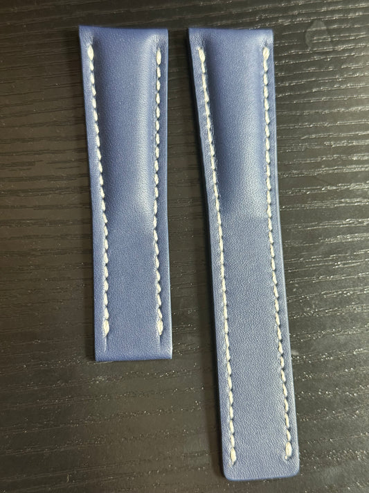 Breitling OEM 24MM Blue Leather Deployment Strap 24-20MM