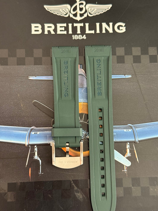 Breitling OEM 20MM Diver Pro Green  Rubber Strap w/ OEM Tang Buckle