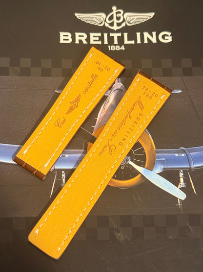 Breitling OEM 24MM Brown Alligator Deployment Strap 24-20MM
