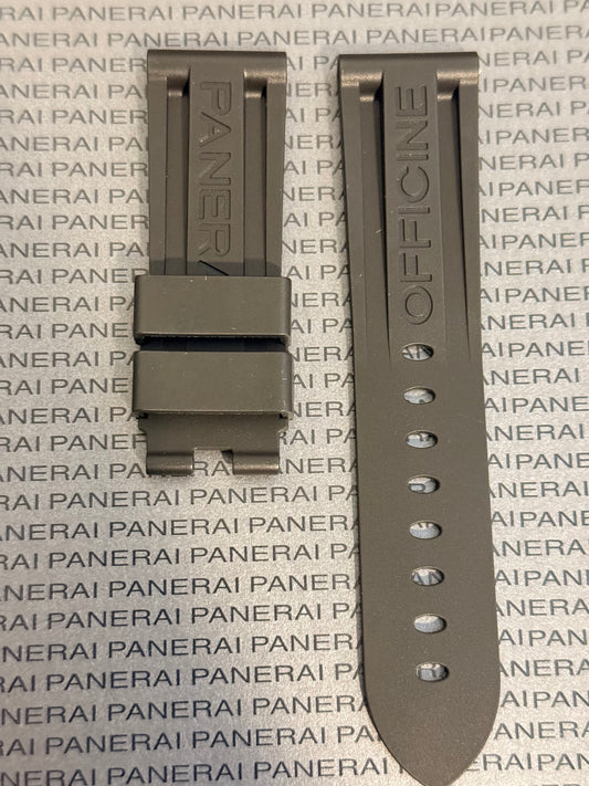 Panerai 24MM Black Rubber Caoutchouc Logo Deployant Strap XL Length (24/22MM)