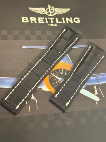 Breitling OEM 24MM Black  Alligator Deployment Strap 24-20MM (Copy)