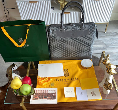 Goyard Goyardine Gray Cisalpin Document Case Briefcase Travel Bag