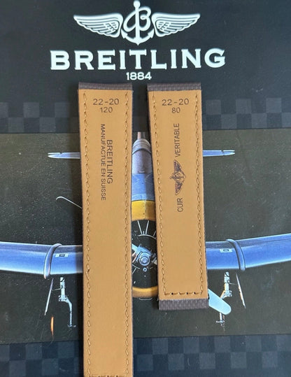 New Breitling Brown Canvas Deployant Strap 22-20MM strap Width 120/80MM Length
