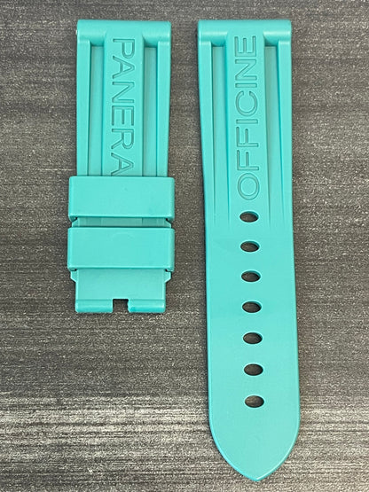 Panerai 24MM Turquoise Green Caoutchouc Logo Tang Strap (24/22MM)