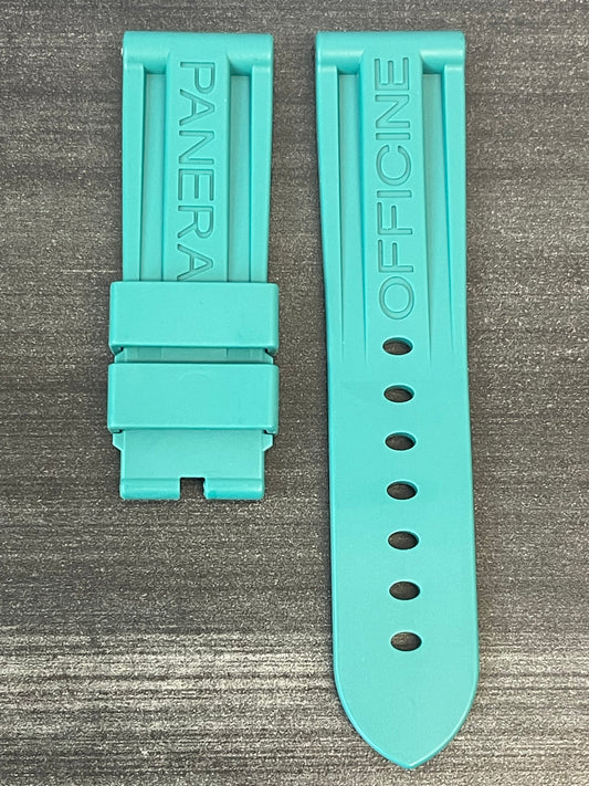 Panerai 24MM Turquoise Green Caoutchouc Logo Tang Strap (24/22MM)