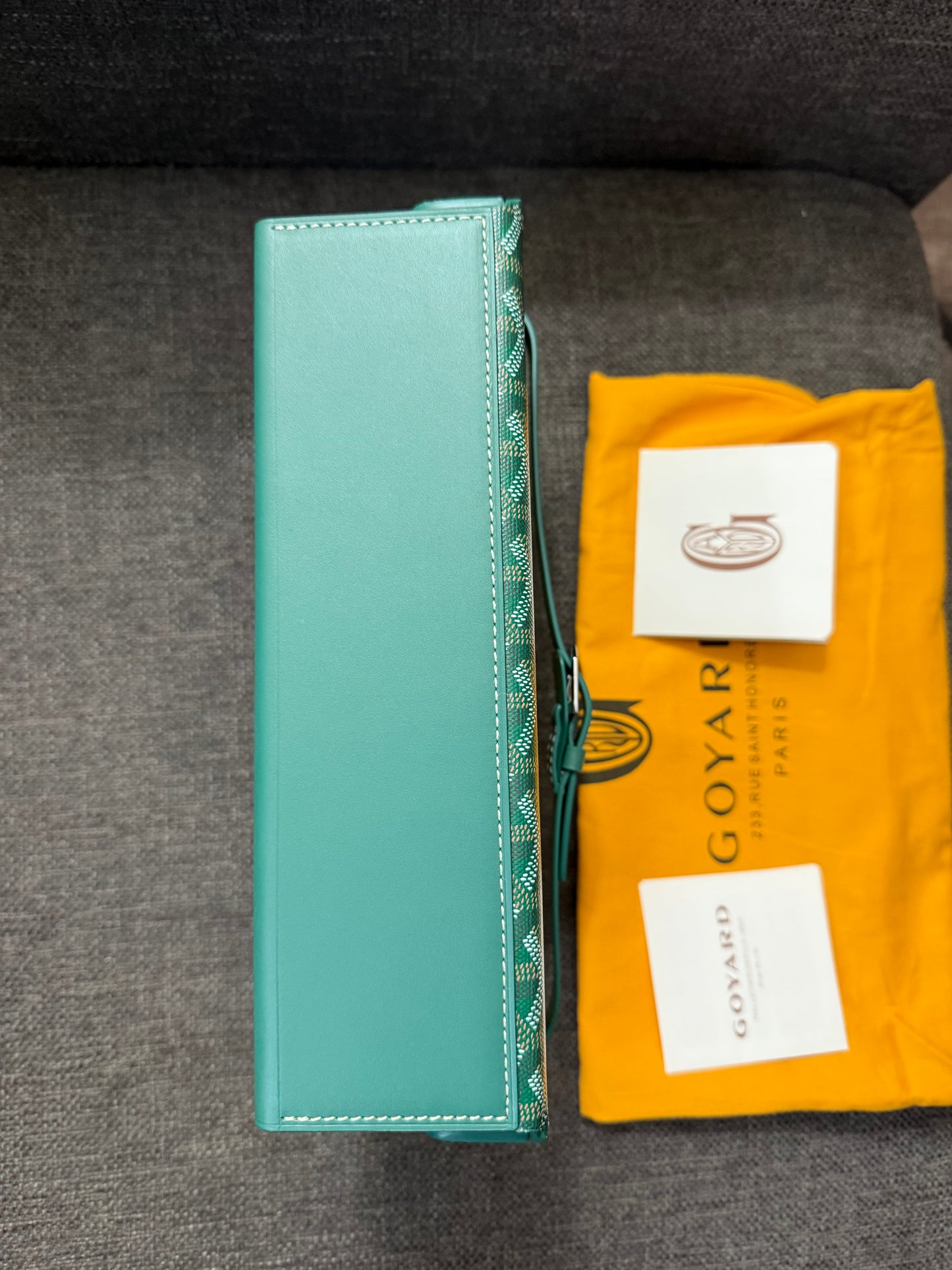 New GOYARD 8 Watch Travel Home Decor Case In Green Coated Canvas Calfskin