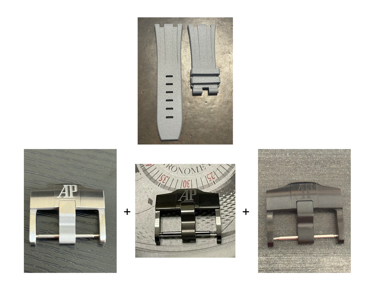 Audemars Piguet  Diver 15703 OEM Gray Rubber Tang Strap 28x24MM