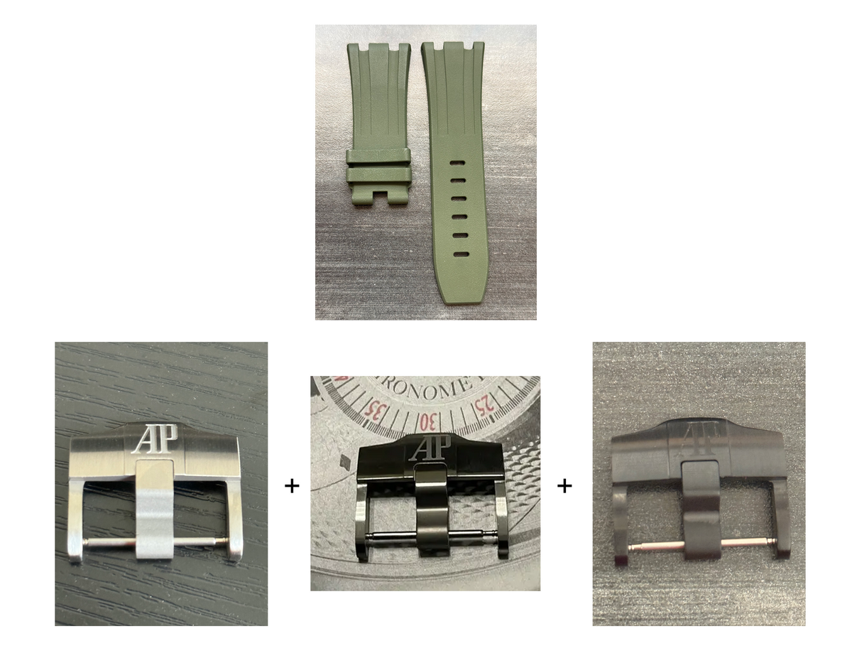 Audemars Piguet  Diver 15703 OEM Green Rubber Tang Strap 28x24MM