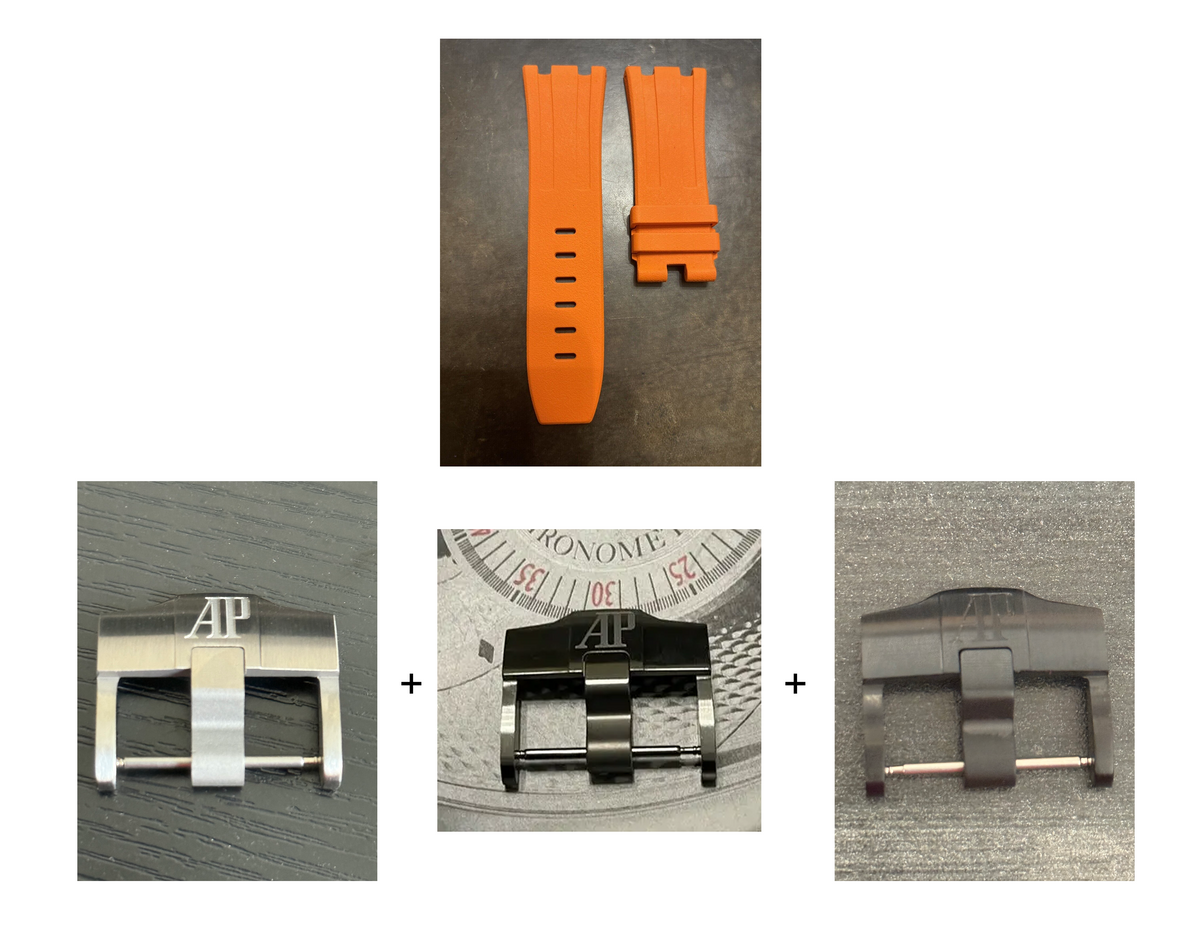 Audemars Piguet  Diver 15703 OEM Orange Rubber Tang Strap 28x24MM
