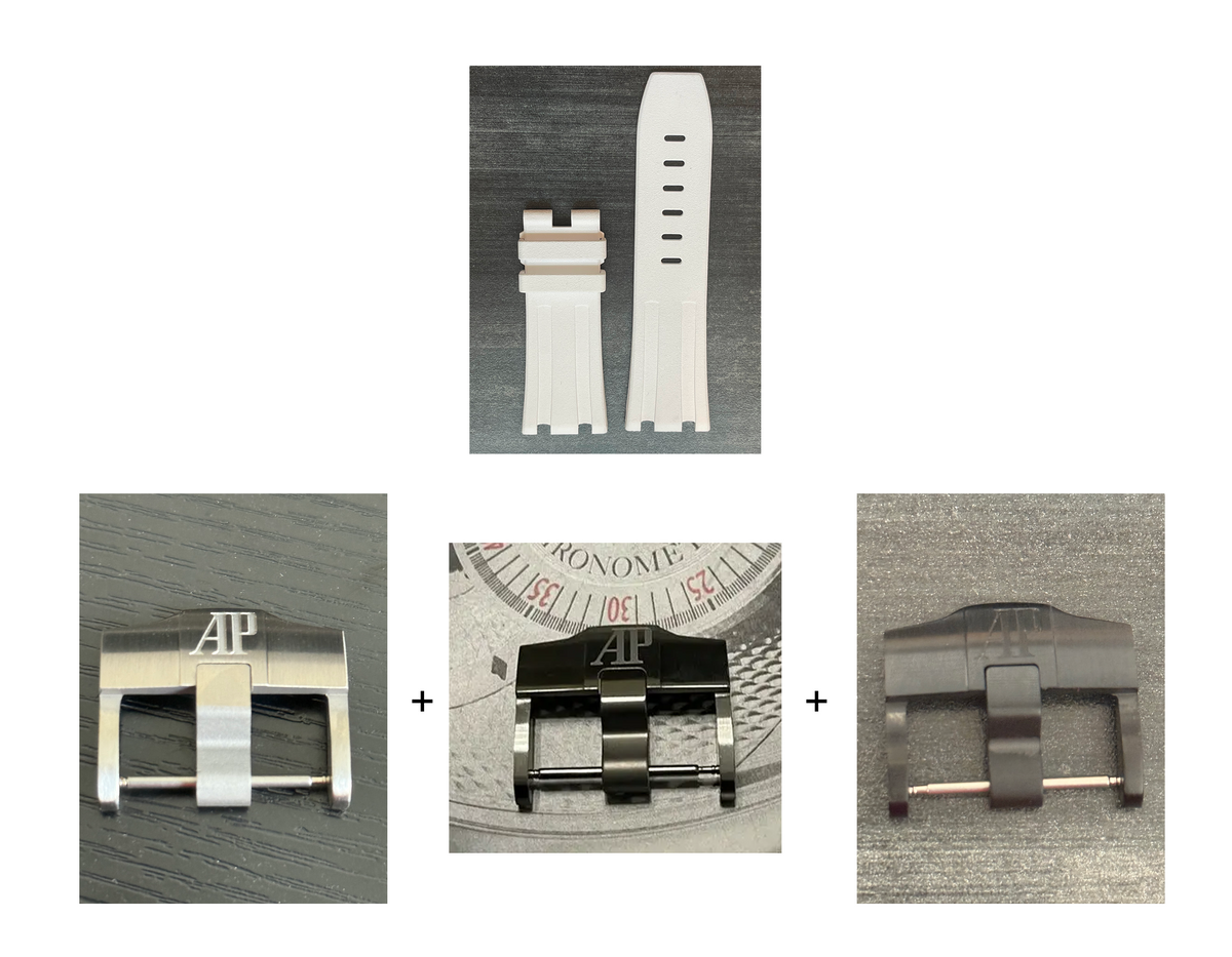 Audemars Piguet  Diver 15703 OEM White Rubber Tang Strap 28x24MM