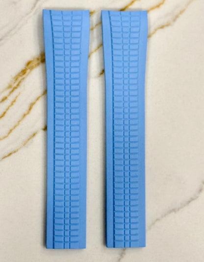 Patek Phillipe 21x18mm Uncut Light Blue Rubber Strap: 5167a, 5167r, 5164a, 5164r
