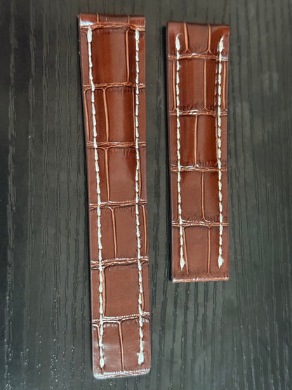 Breitling OEM 22MM Brown Alligator Deployment Strap 22-20MM