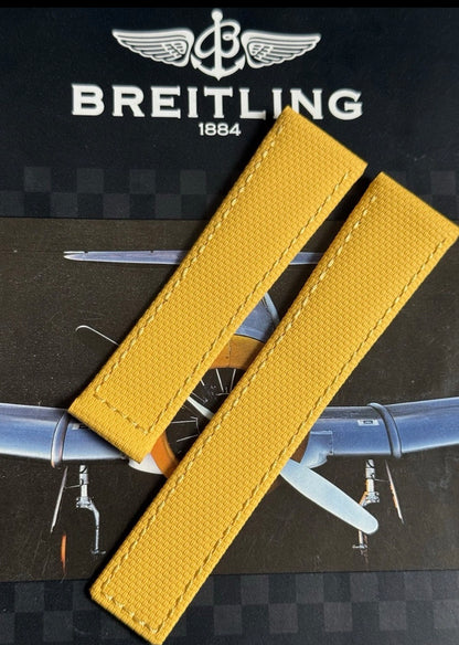 New Breitling Yellow Canvas Deployant Strap 24-20MM strap Width 120/80MM Length