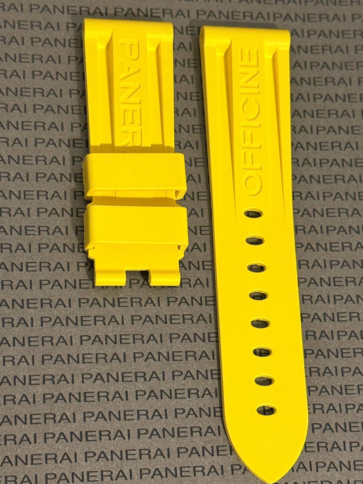Panerai 24MM Yellow Rubber Caoutchouc Logo Deployant Strap XL Length (24/22MM)