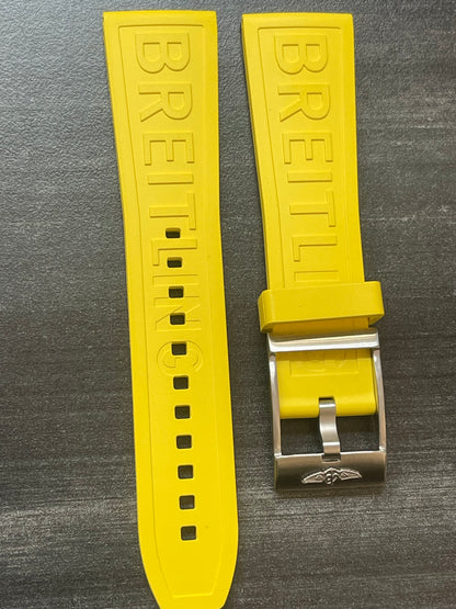 Breitling OEM 24MM Diver Pro Yellow Rubber Strap w/ OEM Tang Buckle