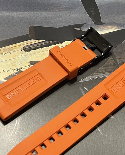 NEW 22MM OEM BREITLING ORANGE DIVER PRO RUBBER STRAP 22-20 W/ PVD BUCKLE