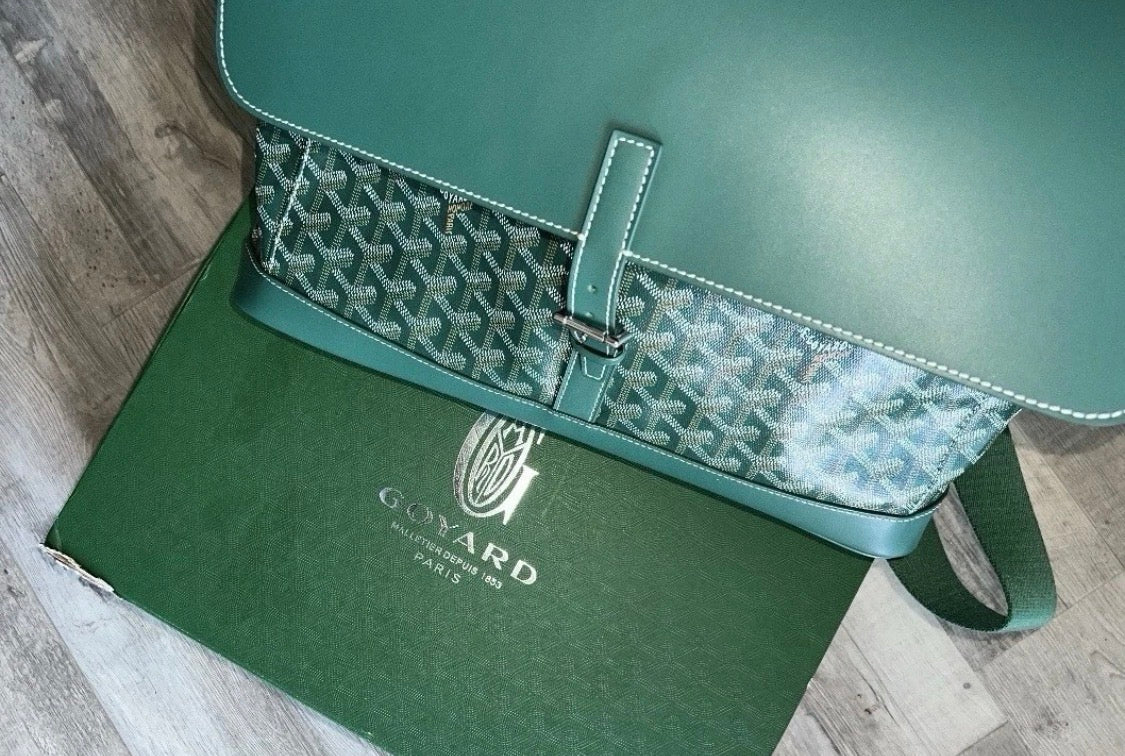 Goyard Green Goyardine Citadin Messenger Bag with Strap,  Briefcase