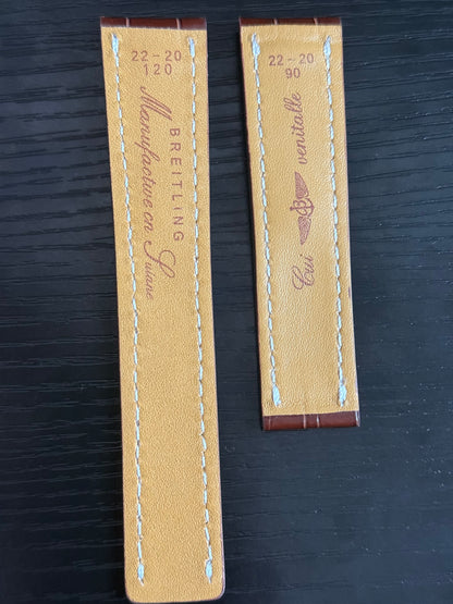 Breitling OEM 22MM Brown Alligator Deployment Strap 22-20MM