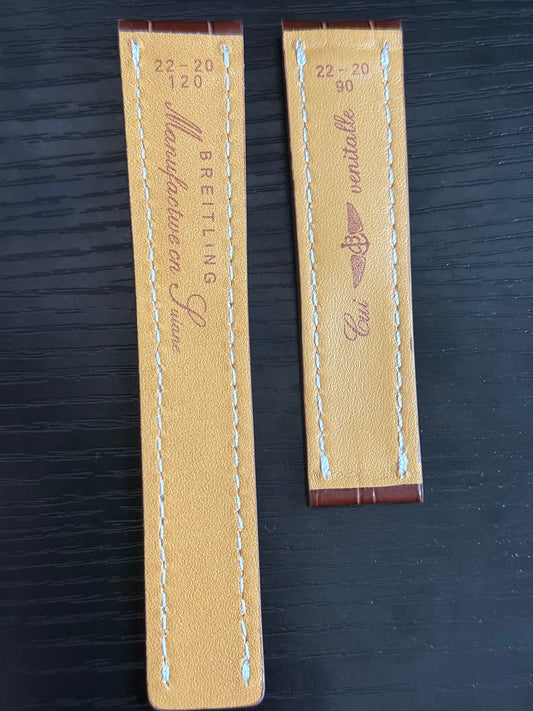 Breitling OEM 22MM Brown Alligator Deployment Strap 22-20MM