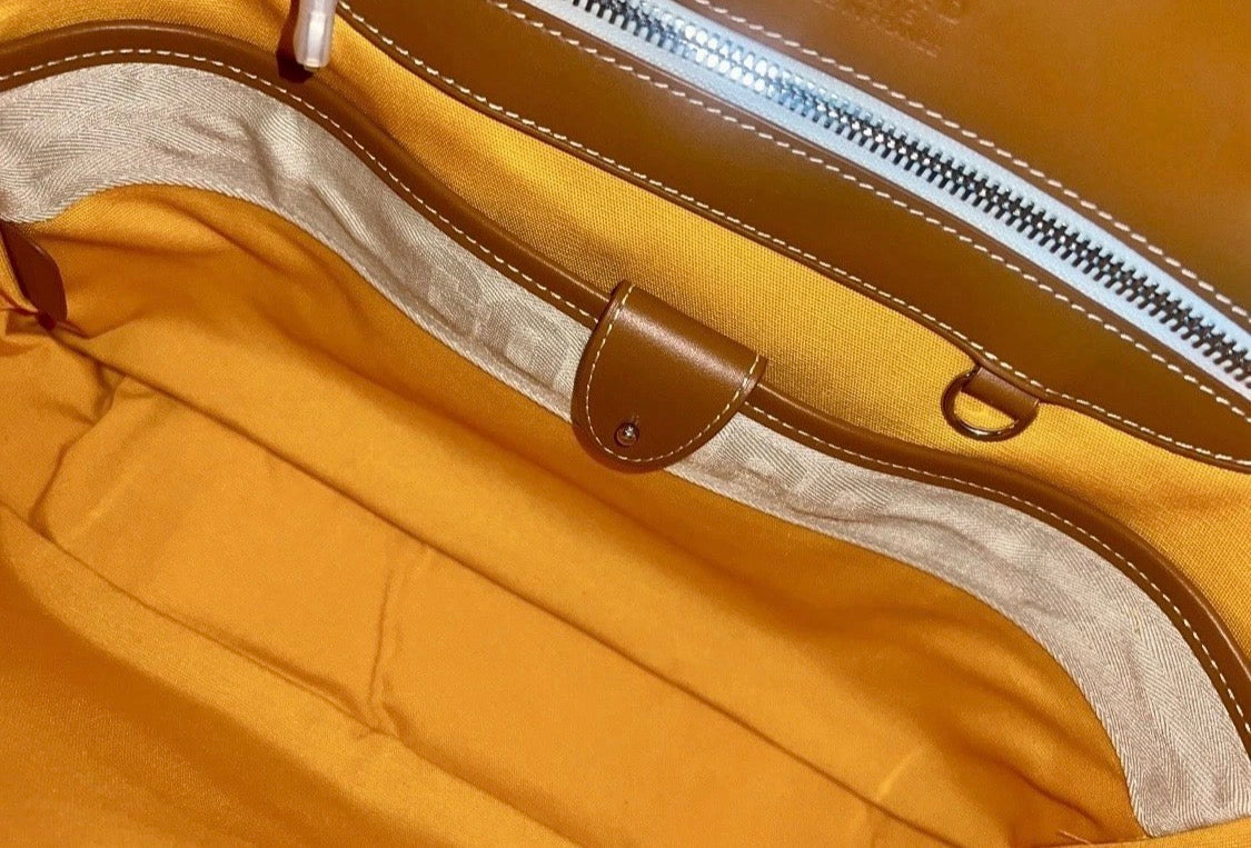 Goyard Goyardine Black and Brown Cisalpin Document Case Briefcase Travel Bag