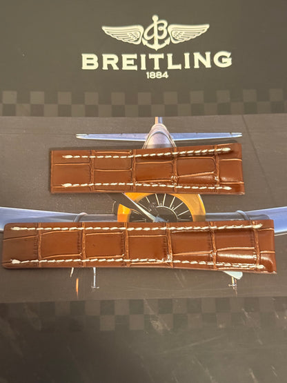 Breitling OEM 24MM Brown Alligator Deployment Strap 24-20MM