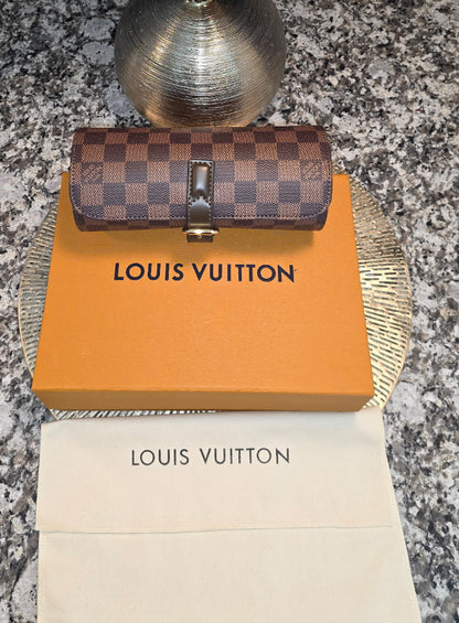 Louis Vuitton Damier Brown  3 Watch Case N41137 Retails $1,240