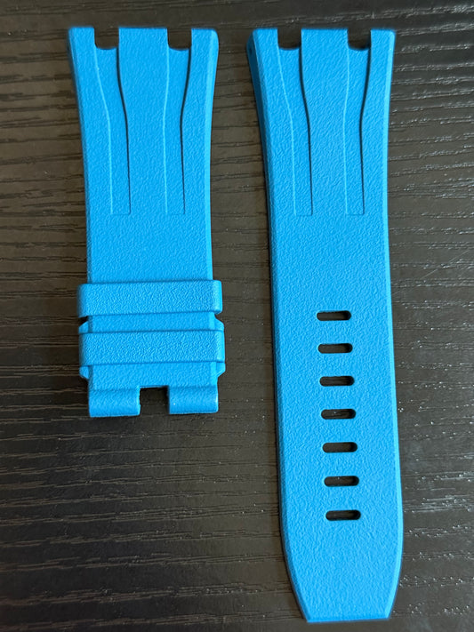 Audemars Piguet OEM Light Blue Rubber Tang Strap 30x24MM (Fits 44MM AP ROO Watch)