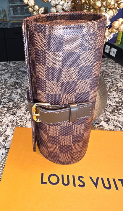Louis Vuitton Damier Brown  3 Watch Case N41137 Retails $1,240