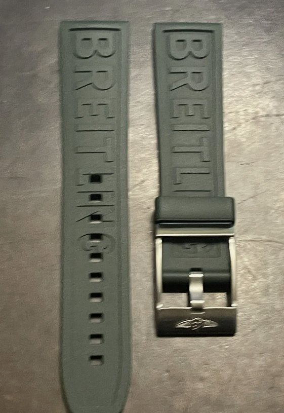 Breitling OEM 22MM Diver Pro Green Rubber Strap w/ OEM Tang Buckle