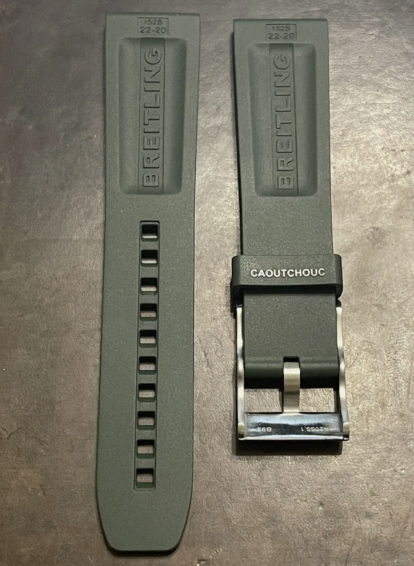 Breitling OEM 22MM Diver Pro Green Rubber Strap w/ OEM Tang Buckle