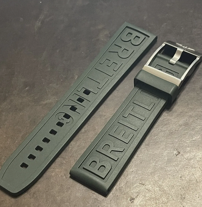 Breitling OEM 22MM Diver Pro Green Rubber Strap w/ OEM Tang Buckle