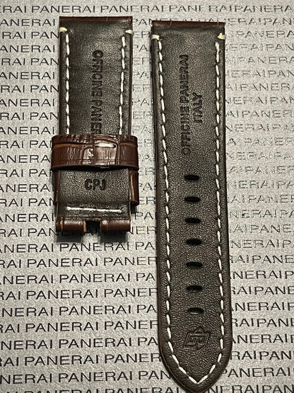 Panerai Brown Alligator OEM Strap 24mm Lug for Deployant Clasp (24/22MM)