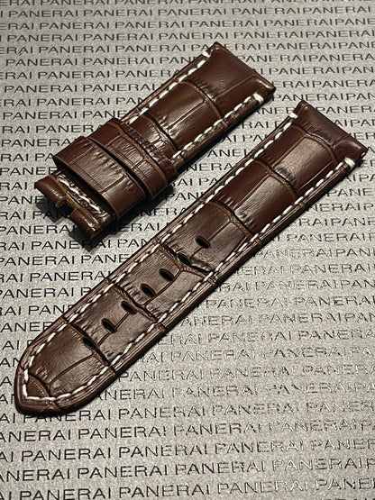 Panerai Brown Alligator OEM Strap 24mm Lug for Deployant Clasp (24/22MM)